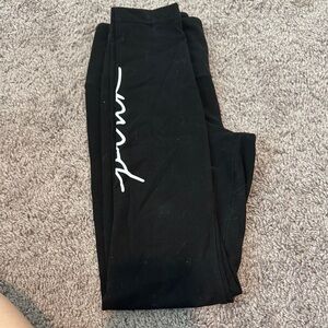 Pink Black Leggings with White Logo